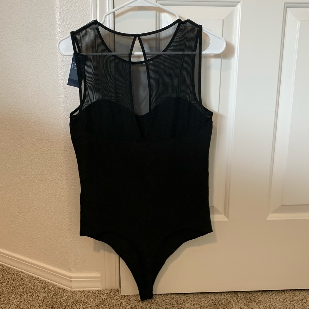 Abercrombie & Fitch Black Mesh Yoke Bodysuit